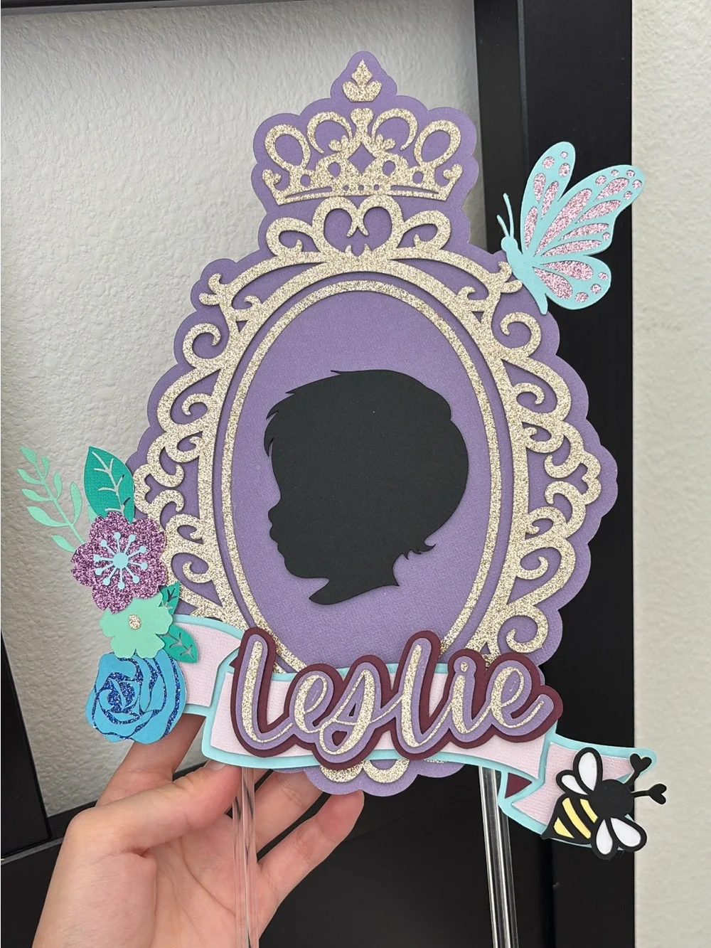 Personalized Purple Frame cake Decor